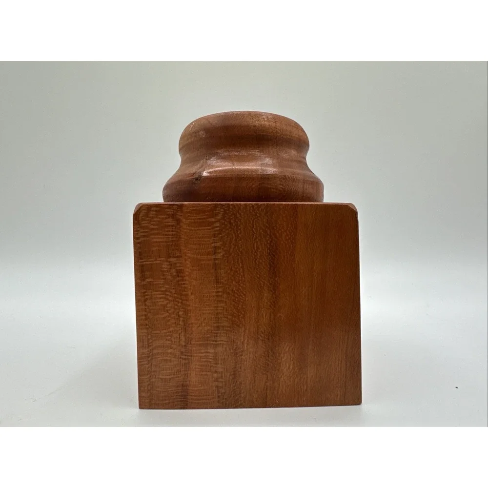 Vintage Turned Teak Wood Tobacco Jar Canister Apothecary Storage Box w/ Lid 4